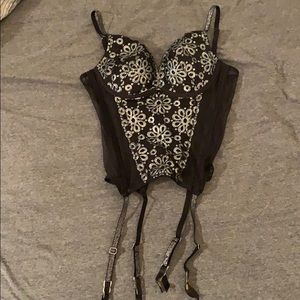 black and silver corset w/ thigh straps
